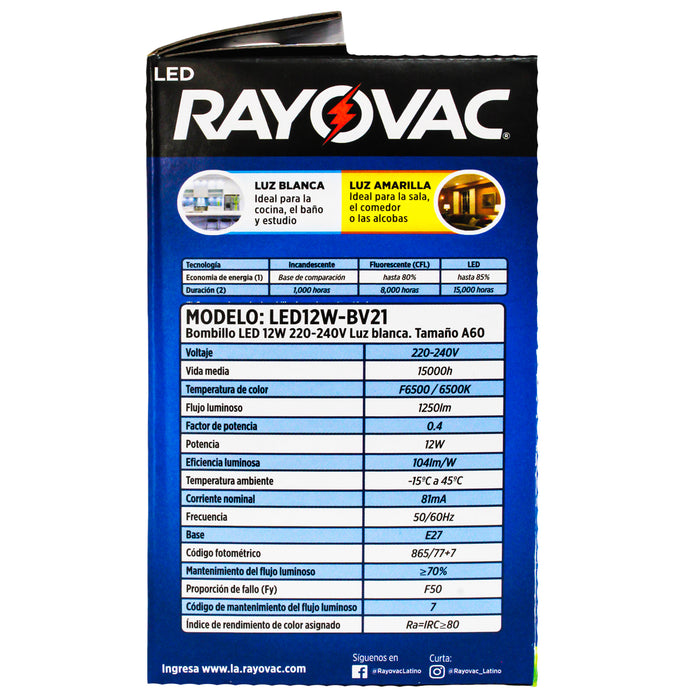 Rayovac Focos 12W Luz Blanca X Unidad