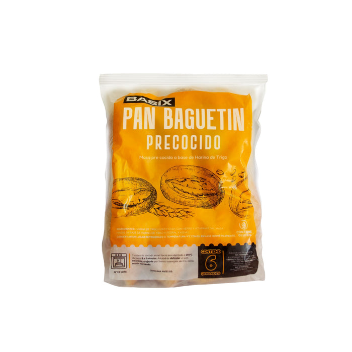 Pan Baguetin Basix Pre Cocido Bolsa X 6 Unidades