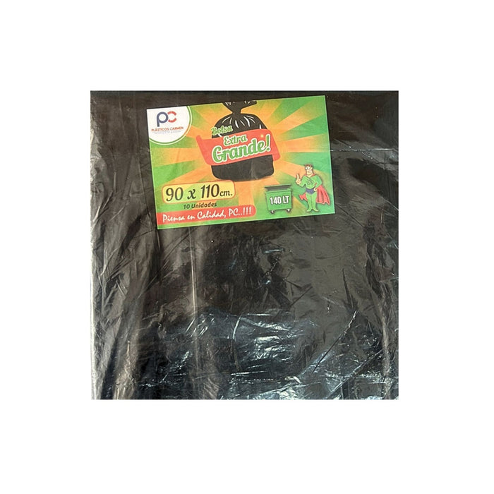 Bolsa De Basura Plásticos Carmen Negra 90X110 140L X 10 Unidades