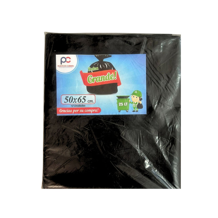 Bolsa De Basura Plásticos Carmen Negra 50X65 25L X 10 Unidades