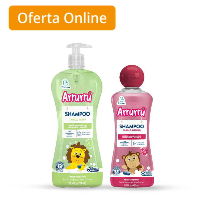Combo Arrurrú Shampoo Cabello Claro 750Ml + Shampoo Cabello Oscuro 400Ml
