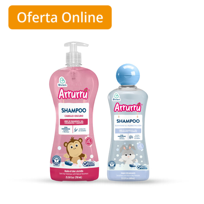 Combo Arrurrú Shampoo Cabello Oscuro 750Ml + Shampoo Suavidad y Humectación 400Ml