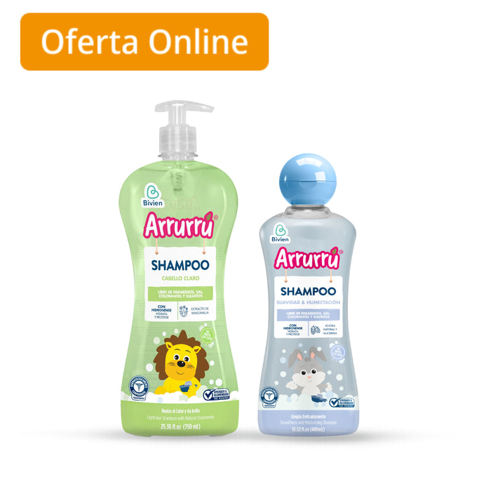 Combo Arrurrú Shampoo Cabello Claro 750Ml + Shampoo Suavidad y Humectación 400Ml